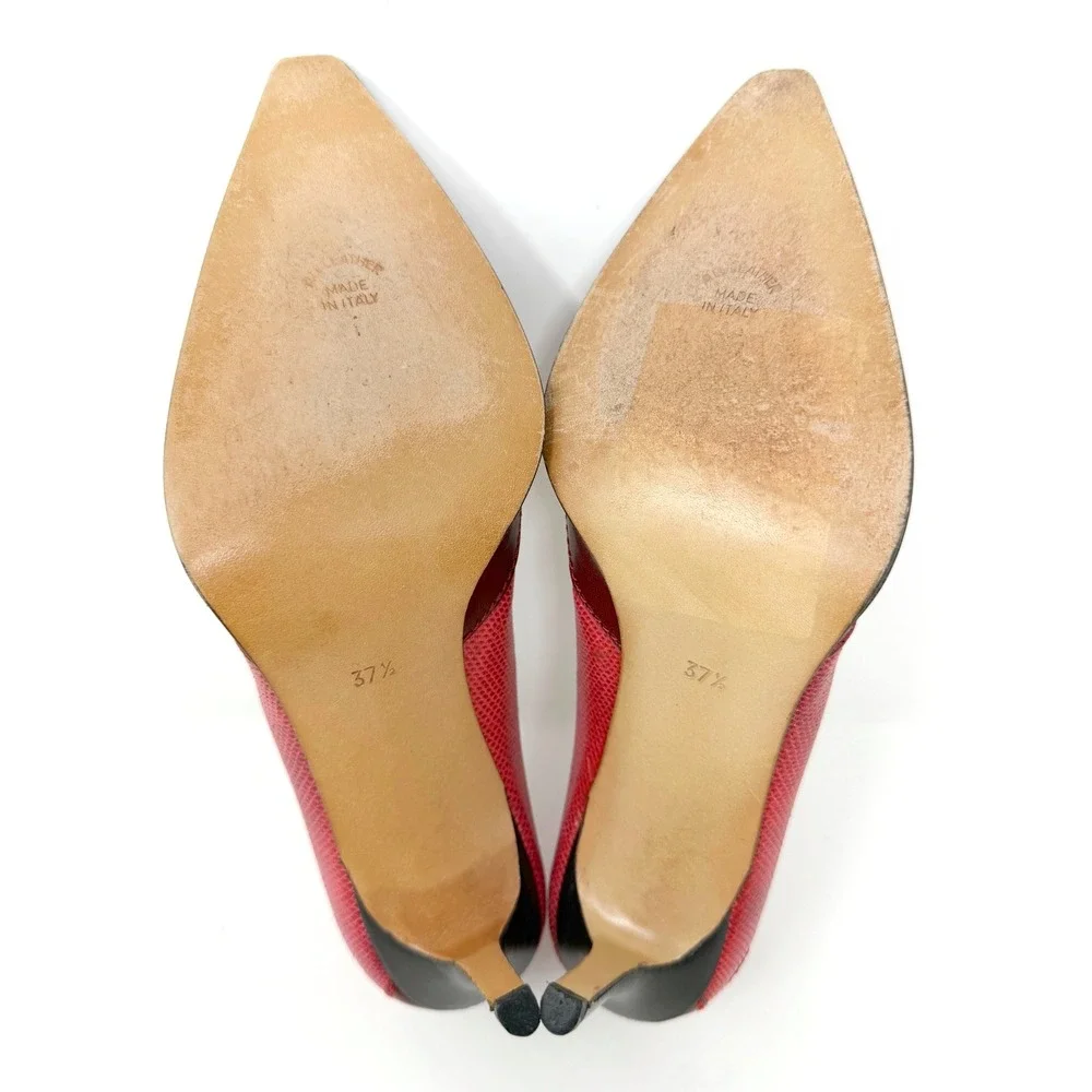 Vintage Dior Galliano‎ Red Leather Pumps Y2K Pointed Toe Heels 37.5